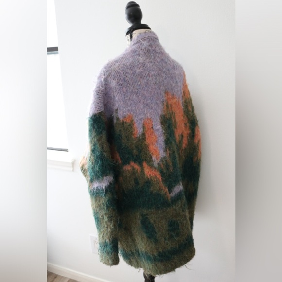 ZARA LANDSCAPE KNIT CARDIGAN COAT MULTICOLOURED OVERSIZED 2893/116 XS-S - Picture 6 of 14